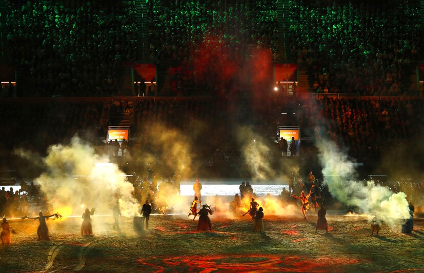 Aborigines perform a smoking ceremony at Carrara Stadium during the opening ceremony for the 2018 Commonwealth Games on the Gold Coast, Australia (Photo: AP)