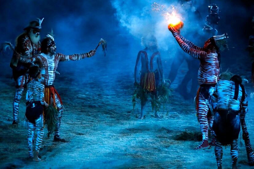 Aborigines perform a smoking ceremony at Carrara Stadium during the opening ceremony for the 2018 Commonwealth Games on the Gold Coast, Australia (Photo: AP)