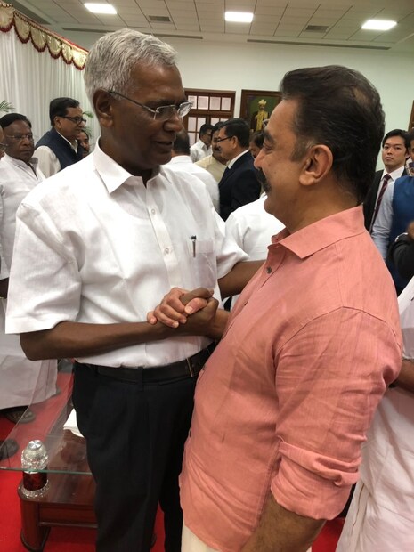 ডি রাজার সঙ্গে কমল হাসান (Photo: News18)