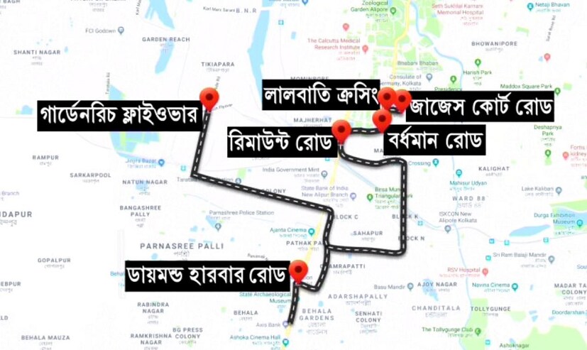 কোন রাস্তায় এইমুহূর্তে ঘোরানো হয়েছে গাড়ি ৷  Photo: News 18 Bangla