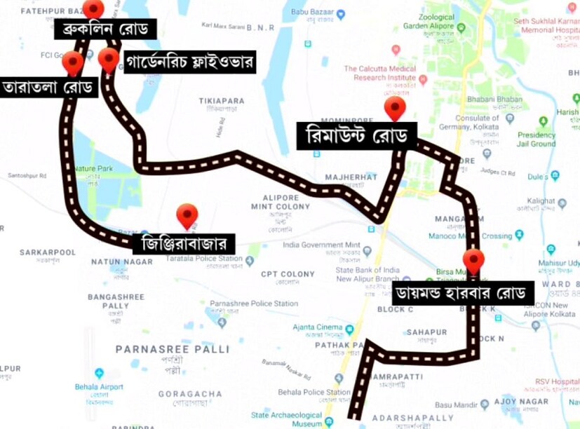 কোন রাস্তায় এইমুহূর্তে ঘোরানো হয়েছে গাড়ি ৷  Photo: News 18 Bangla