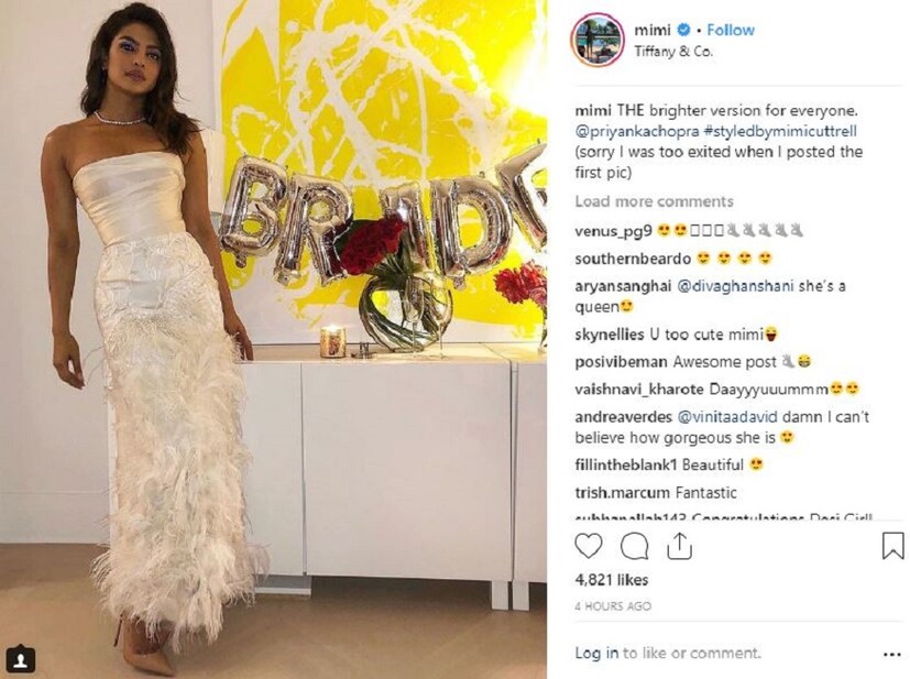 নিকের সঙ্গে ঘর বাঁধার আনন্দে দারুণ খুশি প্রিয়াঙ্কা চোপড়া একেবারে দারুণ সুন্দরী ৷ এদিকে প্রিয়াঙ্কা যখন ব্রাইডাল শাওয়ারে ব্যস্ত ঠিক সেই সময়েই নিকের কি ছবি পোস্ট হচ্ছে জানেন ৷ Photo Courtesy - /mimi cuttrell/Instagram Handle 