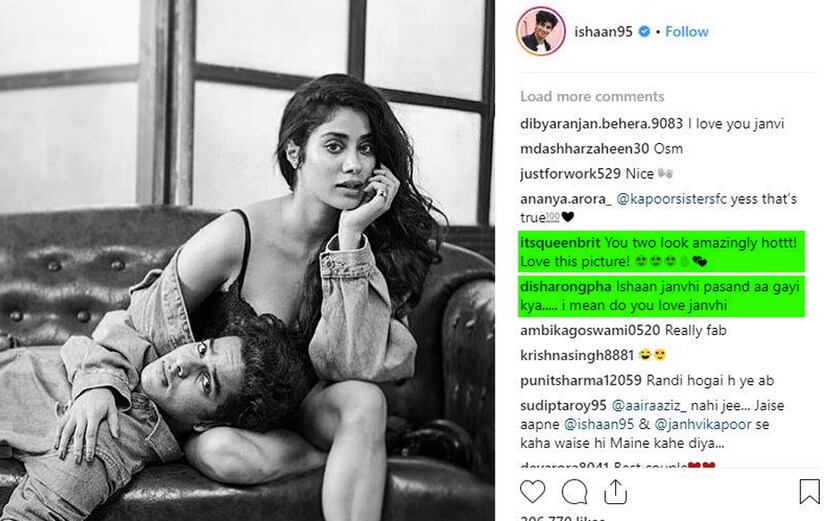 ছবিতে ভক্তরা যা সব কমেন্ট করছেন তা থেকেই এই নয়া প্রেমের সূত্র খুঁজছেন সকলেই ৷ Photo- Ishan Khattar/ Instagram 