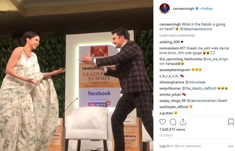 বাগদত্তাকে বিন্দাসভাবে ‘খলিবলি ’ ডান্স শেখান স্টেজে ৷ সেই ভিডিও পোস্ট করেন নিজের টাইম লাইনে ৷ Photo Courtesy - Ranveer Singh/Instagram 