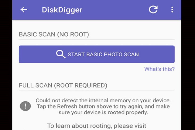 Disk Digger ইনস্টল করতেই ইউজারের ছবি স্ক্যান করার অপশন আসবে ‘Start basic scan’ এ ক্লিক করতে হবে ৷ প্রতীকী ছবি ৷