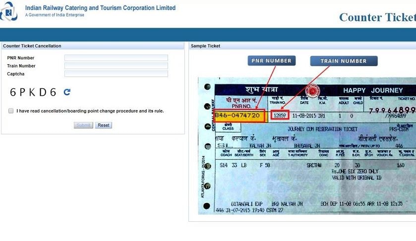 Counter Ticket Cancellation-এ ক্লিক করতেই অন্য একটি পেজ খুলবে ৷ যেখানে আপনার PNR নম্বর সহ সব তথ্য দিতে হবে ৷ Photo Collected Counter Ticket Cancellation-এ ক্লিক করতেই অন্য একটি পেজ খুলবে ৷ যেখানে আপনার PNR নম্বর সহ সব তথ্য দিতে হবে ৷ Photo Collected