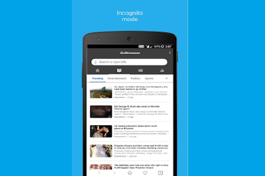 Jio Browser অ্যাপের সাইজও খুব ছোট মাত্র ৪.৮ এমবি ৷ রাজনীতি, বিনোদন, খেলাধুলো আপনি যে বিষয় পছন্দ করেন তার খবর এক চুটকিতে পেয়ে যাবেন ৷ Jio Browser অ্যাপের সাইজও খুব ছোট মাত্র ৪.৮ এমবি ৷ রাজনীতি, বিনোদন, খেলাধুলো আপনি যে বিষয় পছন্দ করেন তার খবর এক চুটকিতে পেয়ে যাবেন ৷