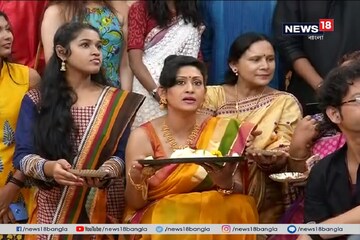সরস্বতীর পুজোর আনন্দে সবার মধ্যমণি ইন্দ্রাণী হালদার