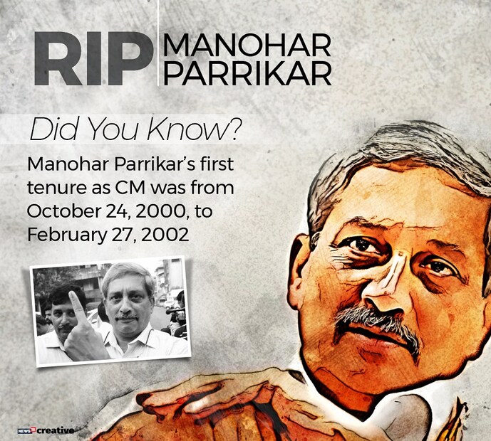  ২০০০ -এর অক্টোবরে প্রথমবার গোয়ার মুখ্যমন্ত্রীপদে শপথ নেন পর্রীকর। (Image: News18 Creative) 