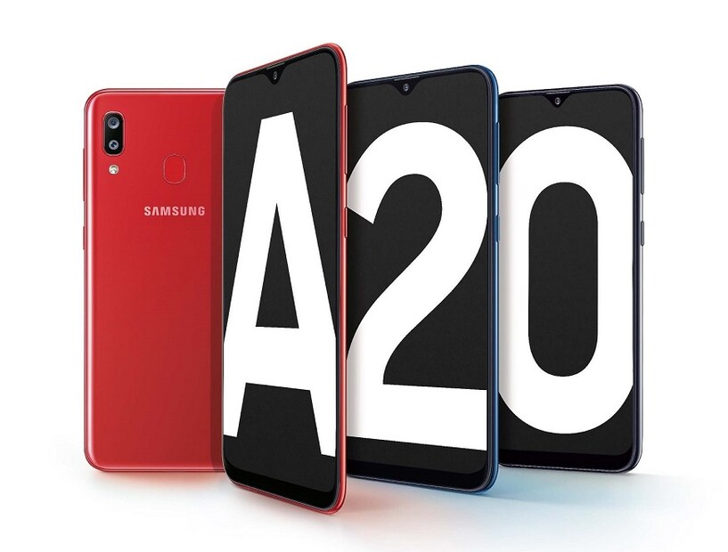 Samsung Galaxy A20 ফোনে রয়েছে 6.4-ইঞ্চি HD+ সুপার AMOLED, উপরে থাকছে কোম্পানির ইনফিনিটি-V নচ।  
