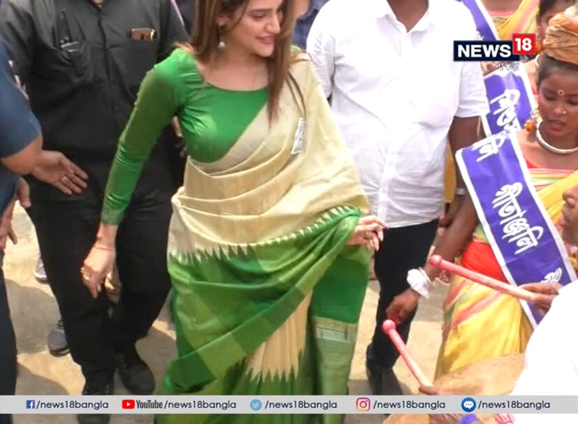 গানে ও নাচে জনসংযোগ করলেন টলিউডের জনপ্রিয় নায়িকা তারকা প্রার্থী নুসরত ৷