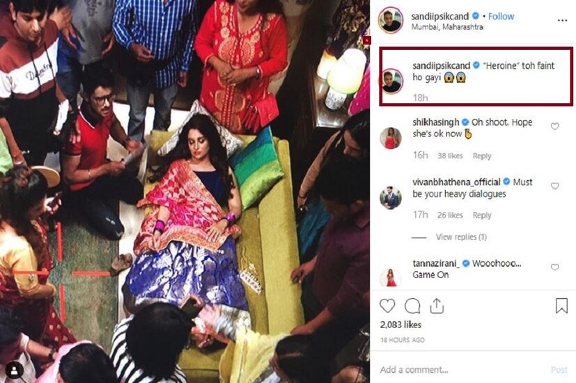চলছিল নতুন একটি শো পানিপুরির শ্যুটিং৷ সেই সেট থেকেই এই ছবিটি পরিচালক নিজেই সোশ্যাল মিডিয়ায় শেয়ার করেছেন৷ পরিচালক সন্দীপ লিখেছেন যে হিরোইন তো ফেইন্ট হো গয়ি৷ অর্থাৎ নায়িকা তো অজ্ঞান হয়ে গিয়েছেন৷ Photo Courtesy: Instagram 