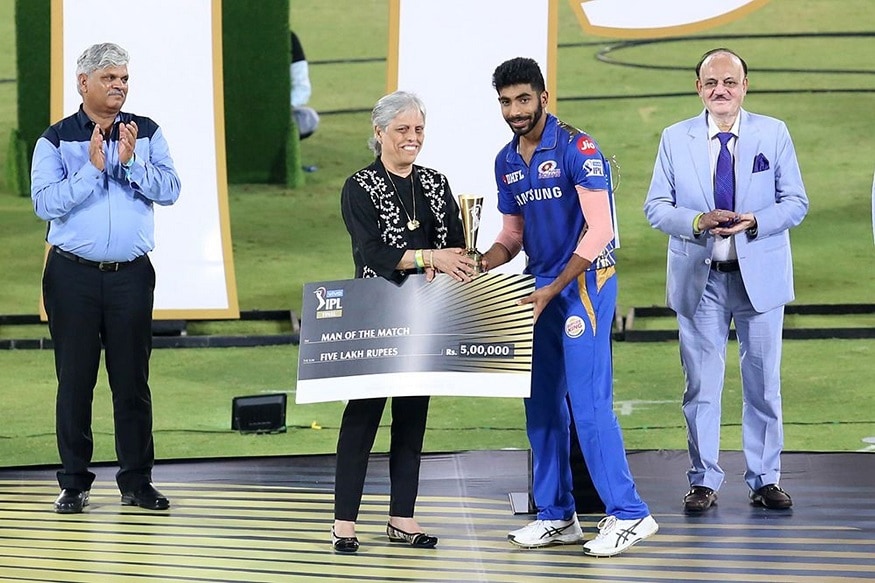 ‘ম্যান অফ দ্য ফাইনাল’ নির্বাচিত হয়েছে জসপ্রীত বুমরাহ ৷ তিনি পেয়েছেন ৫ লক্ষ টাকা পুরস্কারমূল্য ৷ Photo Courtesy: IPL/BCCI ‘ম্যান অফ দ্য ফাইনাল’ নির্বাচিত হয়েছে জসপ্রীত বুমরাহ ৷ তিনি পেয়েছেন ৫ লক্ষ টাকা পুরস্কারমূল্য ৷ Photo Courtesy: IPL/BCCI