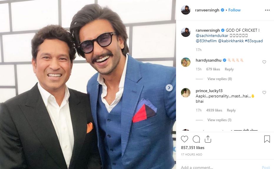 বিলেতে বিশ্বকাপের মরশুমে ঘুরে বেড়াচ্ছেন রণবীর ৷ আর দেদার তারকা ক্রিকেটারদের সঙ্গে ছবিও তুলছেন দেদার৷ Photo Courtesy- Ranveer Kapoor/ Instagram বিলেতে বিশ্বকাপের মরশুমে ঘুরে বেড়াচ্ছেন রণবীর ৷ আর দেদার তারকা ক্রিকেটারদের সঙ্গে ছবিও তুলছেন দেদার৷ Photo Courtesy- Ranveer Kapoor/ Instagram