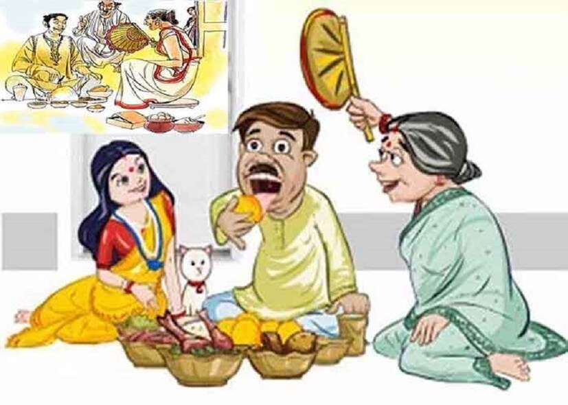 ষষ্ঠী পুজোর উপকরণের মধ্যে পড়ে--আম্রপল্লব, তালপাখার পাখা, ধান, দূর্বা, পাঁচ থেকে নয় রকমের ফল, ফুল এবং বেলপাতা, সাদা সুতো ও হলুদ। Photo Source: Collected