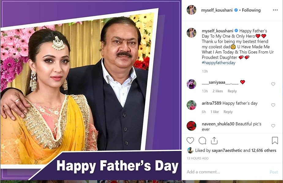 বাবার সঙ্গে ছবি পোস্ট করে টলিউড অভিনেত্রী কৌশানী মুখোপাধ্যায় লিখেছেন,‘আমার এক এবং একমাত্র নায়ককে জানাই হ্যাপি ফাদার্স ডে ৷ আমার বেস্ট ফ্রেন্ড এবং কুলেস্ট বাবা হওয়ার জন্য ধন্যবাদ ৷ আজ আমি যা, তোমার জন্যই ৷ আমি একজন গর্বিত মেয়ে ৷ বাবার সঙ্গে ছবি পোস্ট করে টলিউড অভিনেত্রী কৌশানী মুখোপাধ্যায় লিখেছেন,‘আমার এক এবং একমাত্র নায়ককে জানাই হ্যাপি ফাদার্স ডে ৷ আমার বেস্ট ফ্রেন্ড এবং কুলেস্ট বাবা হওয়ার জন্য ধন্যবাদ ৷ আজ আমি যা, তোমার জন্যই ৷ আমি একজন গর্বিত মেয়ে ৷
