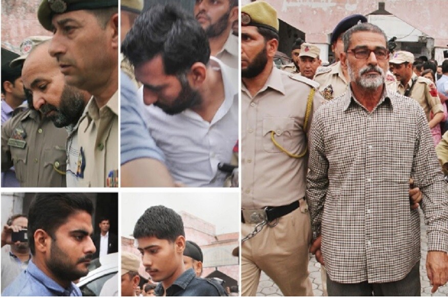 আইন রক্ষকরাই যখন ভক্ষক ৷ এই ঘটনায় সামিল ছিলেন চার পুলিশকর্মী ৷ পুলিশ অফিসার দীপক খাজুরিয়া প্রত্যক্ষ ধর্ষণে যুক্ত থাকা ছাড়াও ঘটনায় দোষী আরও তিন পুলিশকর্মী ৷ এসআই আনন্দ দত্ত, কনস্টেবল তিলক রাজ ও পুলিশকর্মী সুরেন্দ্র কুমার ৷ প্রমাণ লোপাট করতে নির্যাতিতা নাবালিকার পোশাক, এমনকি যোনিও ধুয়ে ফেলা হয় ৷(কাঠুয়া কাণ্ডের দোষীরা) আইন রক্ষকরাই যখন ভক্ষক ৷ এই ঘটনায় সামিল ছিলেন চার পুলিশকর্মী ৷ পুলিশ অফিসার দীপক খাজুরিয়া প্রত্যক্ষ ধর্ষণে যুক্ত থাকা ছাড়াও ঘটনায় দোষী আরও তিন পুলিশকর্মী ৷ এসআই আনন্দ দত্ত, কনস্টেবল তিলক রাজ ও পুলিশকর্মী সুরেন্দ্র কুমার ৷ প্রমাণ লোপাট করতে নির্যাতিতা নাবালিকার পোশাক, এমনকি যোনিও ধুয়ে ফেলা হয় ৷(কাঠুয়া কাণ্ডের দোষীরা)