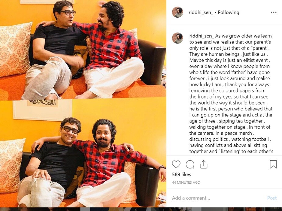 অভিনেতা বাবার জাতীয় পুরস্কারপ্রাপ্ত অভিনেতা সন্তান ৷ আজ ফাদার্স ডে’তে বাবা কৌশিক সেনকে নিয়ে আবেগঘন পোস্ট ছেলে ঋদ্ধি সেনের ৷ ছবি: ইনস্টাগ্রাম ৷ অভিনেতা বাবার জাতীয় পুরস্কারপ্রাপ্ত অভিনেতা সন্তান ৷ আজ ফাদার্স ডে’তে বাবা কৌশিক সেনকে নিয়ে আবেগঘন পোস্ট ছেলে ঋদ্ধি সেনের ৷ ছবি: ইনস্টাগ্রাম ৷