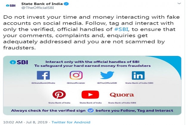 স্টেট ব্যাঙ্কের ভেরিফায়েড অ্যাকাউন্টের লিস্ট...Facebook: @StateBankOfIndiaInstagram: @theofficialsbiTwitter: @TheOfficialSBiLinkedin: State Bank of India (SBI)Youtube: State Bank of India স্টেট ব্যাঙ্কের ভেরিফায়েড অ্যাকাউন্টের লিস্ট...Facebook: @StateBankOfIndiaInstagram: @theofficialsbiTwitter: @TheOfficialSBiLinkedin: State Bank of India (SBI)Youtube: State Bank of India