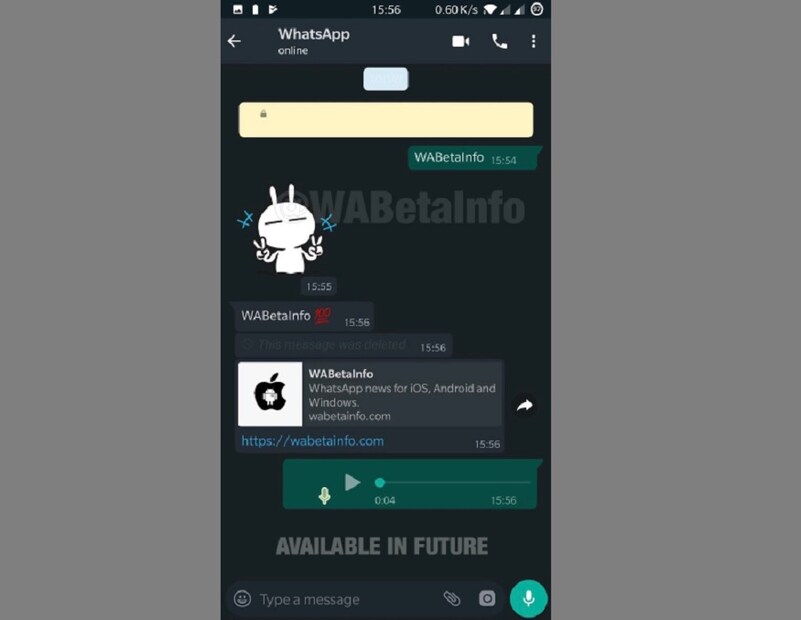 WABetaInfo-এর স্ক্রিনসটও সেয়ার করেছে, যাতে ডার্ক Wallpaper দেখা যাচ্ছে। এই ডার্ক থীম অনেকটা ব্লু রঙের স্কিমের মতো দেখতে। জানা গিয়েছে যে এটা লেটেস্ট বিটা আপডেট  2.19.327 জন্য। 