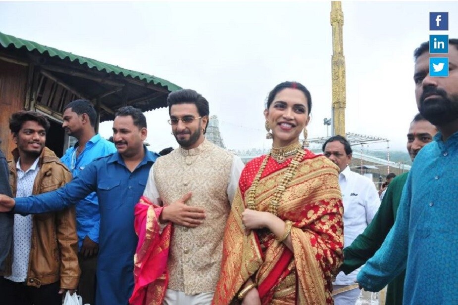 তিরুপতি তিরুমালা মন্দির দর্শনে লাল টুকটুকে বেনারসি, সিঁথিতে চওড়া সিঁদুর, দক্ষিণী ধাঁচের সোনার গয়নায় সেজেছিলেন দীপিকা। তিরুপতি তিরুমালা মন্দির দর্শনে লাল টুকটুকে বেনারসি, সিঁথিতে চওড়া সিঁদুর, দক্ষিণী ধাঁচের সোনার গয়নায় সেজেছিলেন দীপিকা।