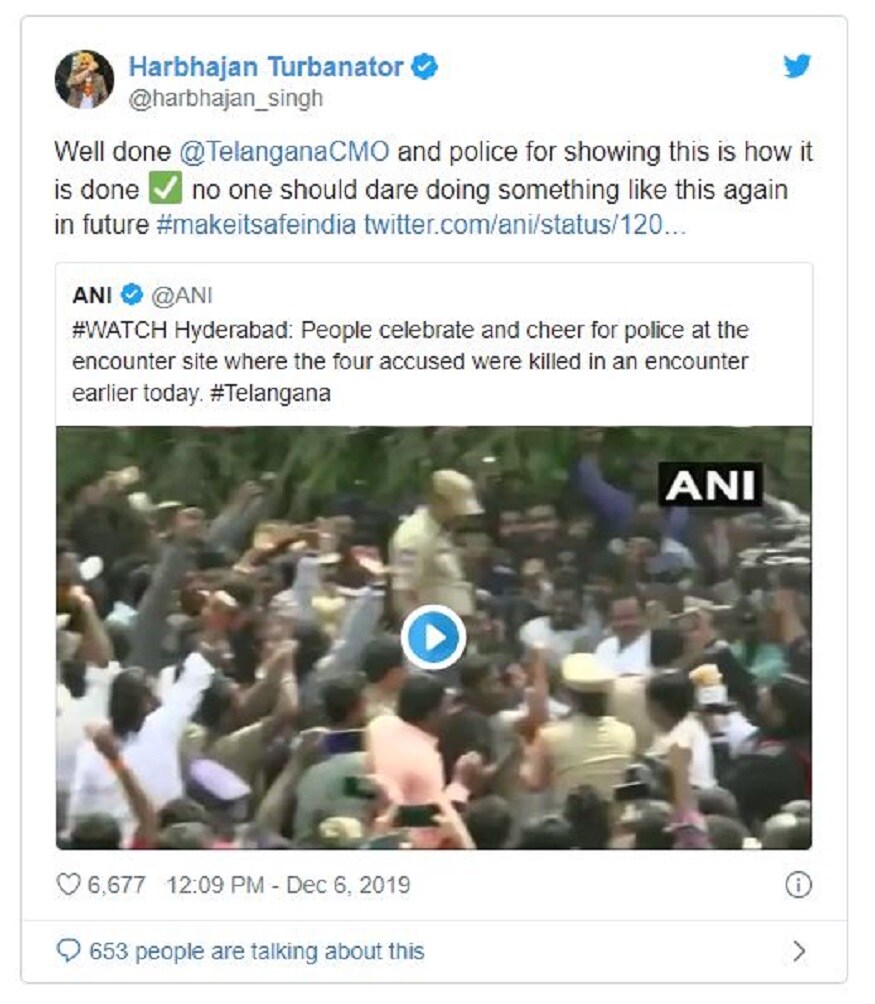 হরভজন সিং জানিয়েছেন পুলিশ যা করেছে তা পুলিশের মতোই কাজ ৷ এখানে সবসময়ে খারাপদের বিরুদ্ধে ভালোদের জয় হয় ৷ Photo Courtesy- Twitter হরভজন সিং জানিয়েছেন পুলিশ যা করেছে তা পুলিশের মতোই কাজ ৷ এখানে সবসময়ে খারাপদের বিরুদ্ধে ভালোদের জয় হয় ৷ Photo Courtesy- Twitter