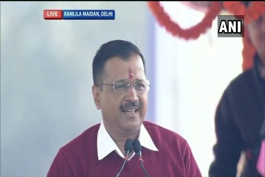 AAP Chief Sworn in for 3rd Term in Ramlila Maidan PHOTO : ANI