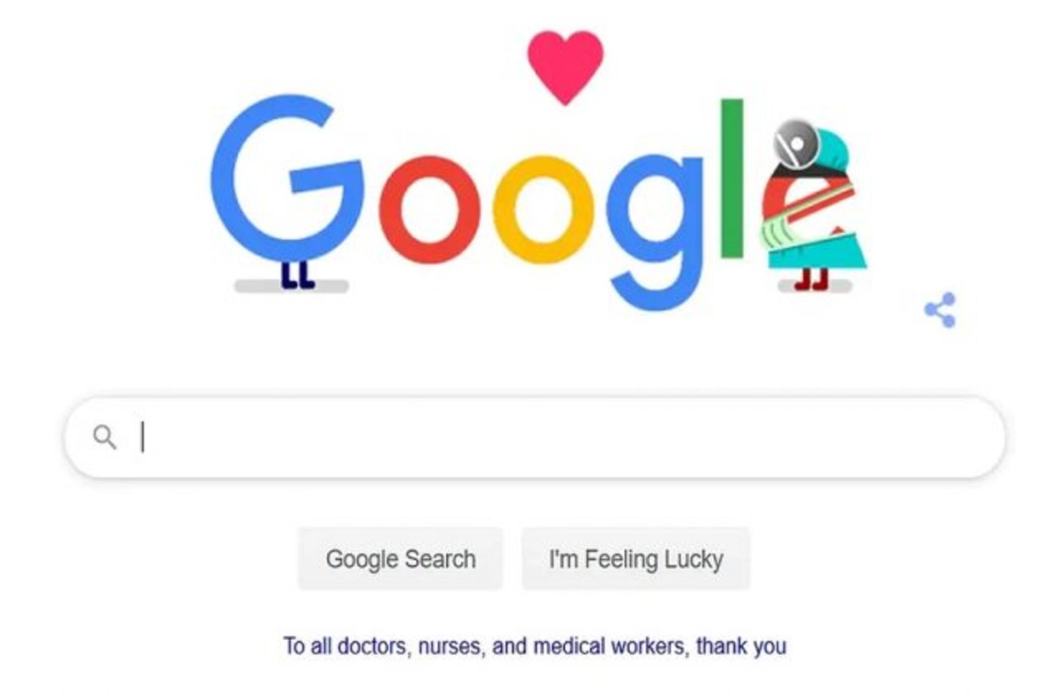 ডাক্তার, নার্স ও স্বাস্থ্যকর্মীদের কুর্নিশ জানাল Google ডুডল