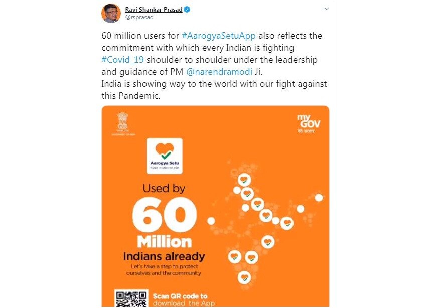 যোগাযোগ ও তথ্যপ্রযুক্তি মন্ত্রী রবিশঙ্কর প্রসাদ জানিয়েছেন ট্যুইট করে জানিয়েছেন যে ভারতে ৬ কোটির থেকে বেশি ডাউনলোড করা হয়েছে। মহামারির বিরুদ্ধে কীভাবে লড়াই করা যায় তার পথ দেখিয়েছে ভারত। ২ এপ্রিল এই অ্যাপ্লিকেশন লঞ্চ হয়। কোভিড-১৯ সংক্রমণের ঝুঁকি নিয়ে সতর্ক করতেই, এই অ্যাপ আনে কেন্দ্রীয় সরকার। জেনে নিন কী এই আরোগ্য সেতু অ্যাপ আর কীভাবে কাজ করে এই অ্যাপ যোগাযোগ ও তথ্যপ্রযুক্তি মন্ত্রী রবিশঙ্কর প্রসাদ জানিয়েছেন ট্যুইট করে জানিয়েছেন যে ভারতে ৬ কোটির থেকে বেশি ডাউনলোড করা হয়েছে। মহামারির বিরুদ্ধে কীভাবে লড়াই করা যায় তার পথ দেখিয়েছে ভারত। ২ এপ্রিল এই অ্যাপ্লিকেশন লঞ্চ হয়। কোভিড-১৯ সংক্রমণের ঝুঁকি নিয়ে সতর্ক করতেই, এই অ্যাপ আনে কেন্দ্রীয় সরকার। জেনে নিন কী এই আরোগ্য সেতু অ্যাপ আর কীভাবে কাজ করে এই অ্যাপ