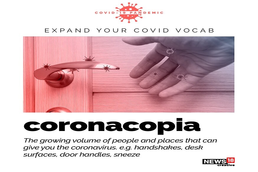 coronacopia৷ এর মানে হল, এমন সব বস্তু, যা করলে বা হাত দিলে শরীরে করোনা প্রবেশ করতে পারে৷ যেমন, করমর্দন, অফিসের ডেস্ক, দরজার হ্যান্ডেল, হাঁচি৷ coronacopia৷ এর মানে হল, এমন সব বস্তু, যা করলে বা হাত দিলে শরীরে করোনা প্রবেশ করতে পারে৷ যেমন, করমর্দন, অফিসের ডেস্ক, দরজার হ্যান্ডেল, হাঁচি৷