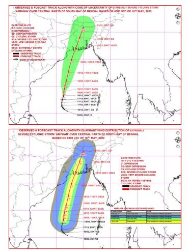 দিঘা এবং হাতিয়া দ্বীপপুঞ্জে কড়া সতর্কতা জারি করা হয়েছে ৷ ক্রমে শক্তিশালী থেকে অতি শক্তিশালী ঝড়ে পরিণত হচ্ছে আমফান। আর ১২ ঘণ্টার মধ্যেই সুপার সাইক্লোন পরিণত হবে ‘আমফান’, আজ সোমবার সকালে এমনই পূর্বাভাস দিয়েছে আবহাওয়া দফতর ৷ দিঘা এবং হাতিয়া দ্বীপপুঞ্জে কড়া সতর্কতা জারি করা হয়েছে ৷ ক্রমে শক্তিশালী থেকে অতি শক্তিশালী ঝড়ে পরিণত হচ্ছে আমফান। আর ১২ ঘণ্টার মধ্যেই সুপার সাইক্লোন পরিণত হবে ‘আমফান’, আজ সোমবার সকালে এমনই পূর্বাভাস দিয়েছে আবহাওয়া দফতর ৷