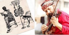 উপেন্দ্রকিশোর রায়চৌধুরির ভায়োলিন নিয়ে 'ঘরে বাইরে'র রেকর্ডিংয়ে: দেবজ্যোতি মিশ্র