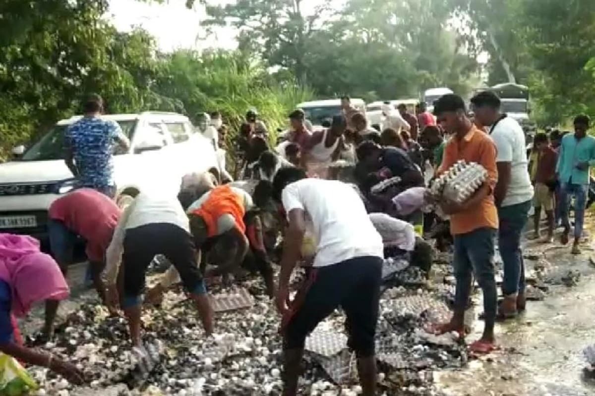 •সঙ্গে সঙ্গে রাস্তার মাঝে এই সংঘর্ষের পর রাস্তায় ডিম ছড়িয়ে পড়ে৷ মুহূর্তে সেই ছড়িয়ে পড়ে এবং খবর পেয়ে স্থানীয়রা পৌঁছে ডিম লুট শুরু করেন। দুর্ঘটনা ও ডিম লুঠের ফলে রাস্তায় মারাত্মক জ্যাম হয়ে যায়। যিনি যত বাক্স ডিম পেয়েছিল, তাই ছিনিয়ে নেওয়ার চেষ্টা করেন। এত বেশি সংখ্যক মানুষ সেখানে ভিড় করেছিল যে তাদের ছত্রভঙ্গ করতে পুলিশকে প্রচণ্ড বেগ পেতে হয়। •সঙ্গে সঙ্গে রাস্তার মাঝে এই সংঘর্ষের পর রাস্তায় ডিম ছড়িয়ে পড়ে৷ মুহূর্তে সেই ছড়িয়ে পড়ে এবং খবর পেয়ে স্থানীয়রা পৌঁছে ডিম লুট শুরু করেন। দুর্ঘটনা ও ডিম লুঠের ফলে রাস্তায় মারাত্মক জ্যাম হয়ে যায়। যিনি যত বাক্স ডিম পেয়েছিল, তাই ছিনিয়ে নেওয়ার চেষ্টা করেন। এত বেশি সংখ্যক মানুষ সেখানে ভিড় করেছিল যে তাদের ছত্রভঙ্গ করতে পুলিশকে প্রচণ্ড বেগ পেতে হয়।