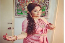 কপালে বড় টিপ ! সিঁথি ভর্তি সিঁদূর ! মা দুর্গার সাজে ধরা দিলেন কনীনিকা !