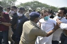 হাতরসে যাওয়ার পথে পুলিশের ধাক্কা, রাস্তায় পড়ে গেলেন রাহুল গান্ধি