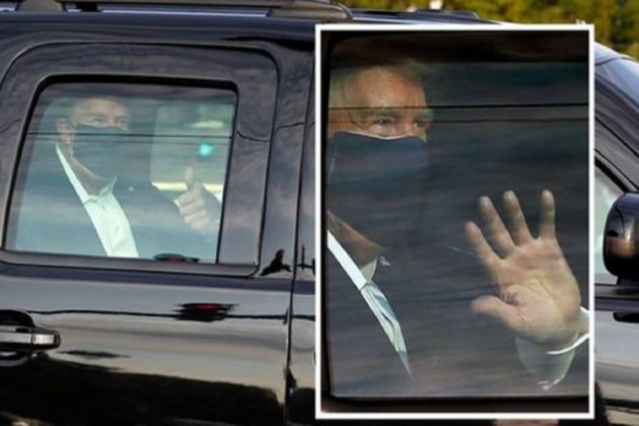 সমর্থকদের অভিবাদন জানাতে হঠাত্‍ হাসপাতালের বাইরে করোনা আক্রান্ত ট্রাম্প!