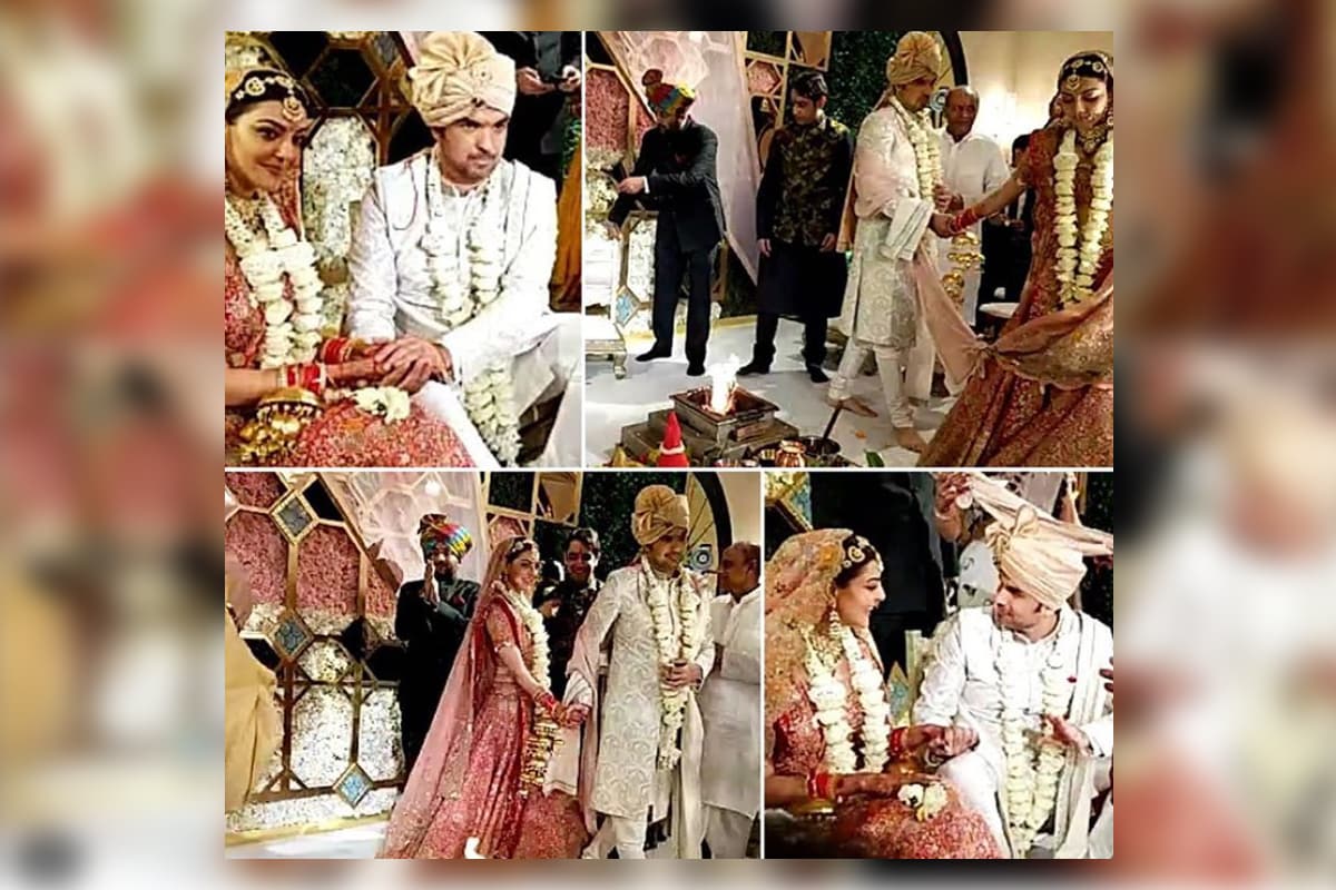 বলিউড ও দক্ষিণী সিনেমার অন্যতম জনপ্রিয় অভিনেত্রী কাজল আগরওয়াল শুক্রবার সিল্পপতি গৌতম কিচলুতে বিয়ে করেছেন ৷ কাজল ও গৌতমের বিয়ের অনুষ্টান তাজ হোটেলে হয়েছিল ৷ পরিবারের লোকজন ও ঘনিষ্ঠ বন্ধুদের উপস্থিতিতে শুভ বিবাহ সুসম্পন্ন হয়েছে ৷ অভিনেত্রী যখন বিয়ের কথা ঘোষণা করেছিলেন ঠিক তখনই ভক্তরা কাজলকে কনের বেশে দেখার জন্য অধীর আগ্রহে ছিলেন ৷ কাজল আগরওয়ালের বিয়ের ছবি প্রকাশ্যে এসেছে ৷ যেখানে দেখতে পাওয়া গিয়েছে গৌতম কিচলুর সঙ্গে সাত পাকে বাঁধা পড়ছেন তিনি ৷ (photo credit: instagram/@kajal.fc). বলিউড ও দক্ষিণী সিনেমার অন্যতম জনপ্রিয় অভিনেত্রী কাজল আগরওয়াল শুক্রবার সিল্পপতি গৌতম কিচলুতে বিয়ে করেছেন ৷ কাজল ও গৌতমের বিয়ের অনুষ্টান তাজ হোটেলে হয়েছিল ৷ পরিবারের লোকজন ও ঘনিষ্ঠ বন্ধুদের উপস্থিতিতে শুভ বিবাহ সুসম্পন্ন হয়েছে ৷ অভিনেত্রী যখন বিয়ের কথা ঘোষণা করেছিলেন ঠিক তখনই ভক্তরা কাজলকে কনের বেশে দেখার জন্য অধীর আগ্রহে ছিলেন ৷ কাজল আগরওয়ালের বিয়ের ছবি প্রকাশ্যে এসেছে ৷ যেখানে দেখতে পাওয়া গিয়েছে গৌতম কিচলুর সঙ্গে সাত পাকে বাঁধা পড়ছেন তিনি ৷ (photo credit: instagram/@kajal.fc).