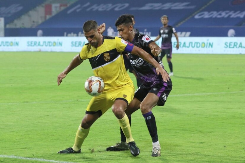 হায়দরাবাদ  প্রথমার্ধ শেষ করে  ১-০ গোলে এগিয়ে থাকা অবস্থায়৷ Photo- ISL/Twitter