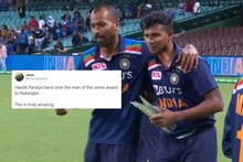 নটরাজনের হাতে ট্রফি তুলে দিলেন হার্দিক, সোশ্যাল মিডিয়ার প্রতিক্রিয়া চমকে দিচ্ছে