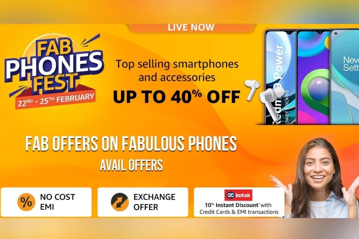 Amazon Fab Phones Fest Sale: ২২ ফেব্রুয়ারি থেকে শুরু হয়ে গিয়েছে Amazon Fab Phones Fest Sale। চলবে ২৫ ফেব্রুয়ারি পর্যন্ত। এক্ষেত্রে একাধিক স্মার্টফোনে ৪০ শতাংশ পর্যন্ত ছাড় পাওয়া যাচ্ছে। রয়েছে এক্সচেঞ্জ অফার, নো কস্ট EMI অপশনও। এবার দেখে নেওয়া যাক, কোন স্মার্টফোনে মিলছে কত ছাড়! Amazon Fab Phones Fest Sale: ২২ ফেব্রুয়ারি থেকে শুরু হয়ে গিয়েছে Amazon Fab Phones Fest Sale। চলবে ২৫ ফেব্রুয়ারি পর্যন্ত। এক্ষেত্রে একাধিক স্মার্টফোনে ৪০ শতাংশ পর্যন্ত ছাড় পাওয়া যাচ্ছে। রয়েছে এক্সচেঞ্জ অফার, নো কস্ট EMI অপশনও। এবার দেখে নেওয়া যাক, কোন স্মার্টফোনে মিলছে কত ছাড়!