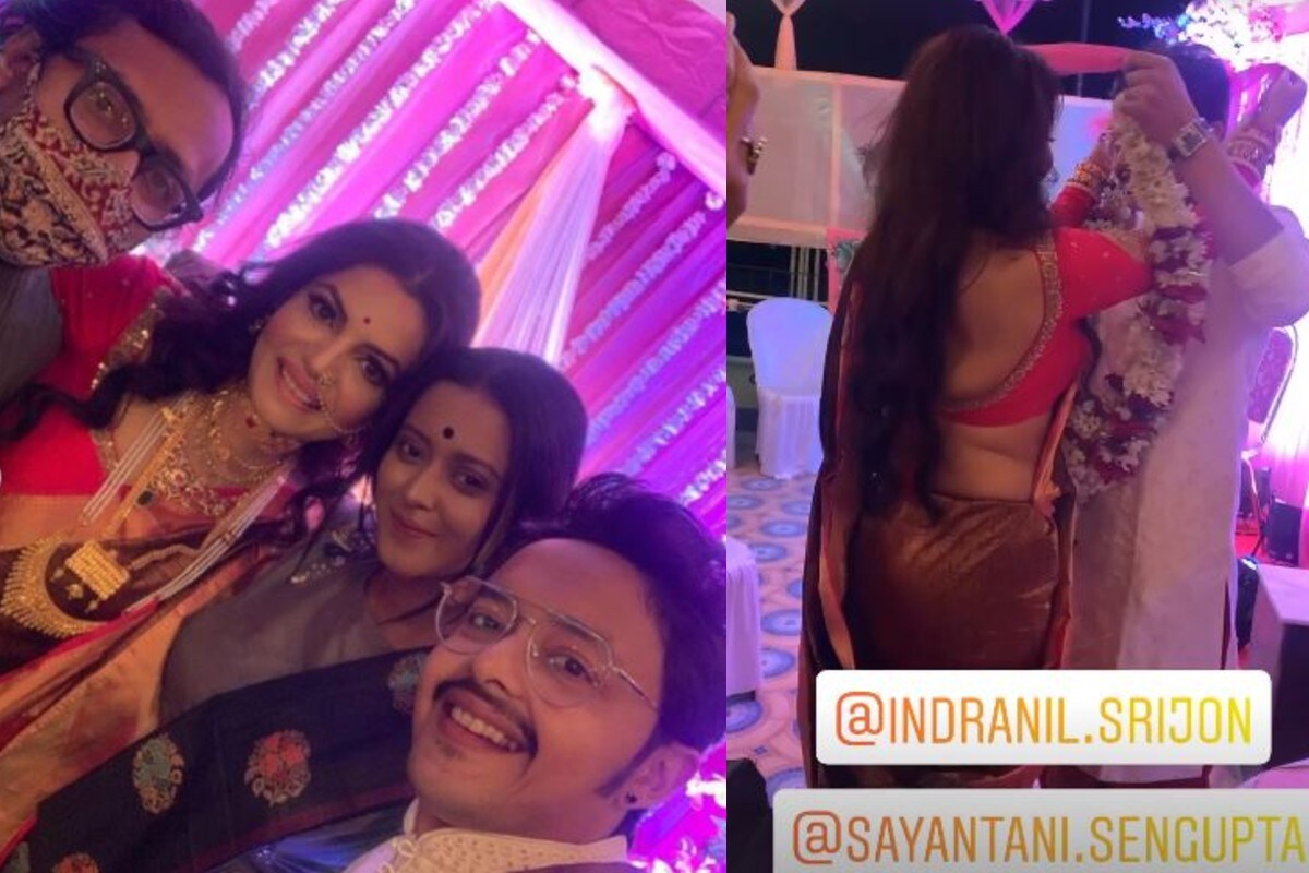 বিয়ের জন্য সায়ন্তনী বেছে নেন একটি সাবেকি জমকালো শাড়ি। সঙ্গে ছিল মানানসই গয়না। অন্যদিকে ইন্দ্রনীল পরেছিলেন সাদা পাঞ্জাবি। বিয়ের জন্য সায়ন্তনী বেছে নেন একটি সাবেকি জমকালো শাড়ি। সঙ্গে ছিল মানানসই গয়না। অন্যদিকে ইন্দ্রনীল পরেছিলেন সাদা পাঞ্জাবি।
