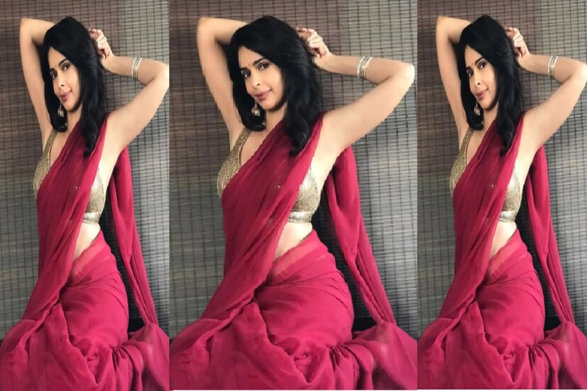 মেরুণ শাড়ির, সোনালি রঙের হাতকাটা ব্লাউজে মল্লিকা শেরাওয়াত যেন কাঁপিয়েছেন সোশ্যাল মিডিয়া ৷ ছবি সৌজন্যে ইনস্টাগ্রাম ৷
