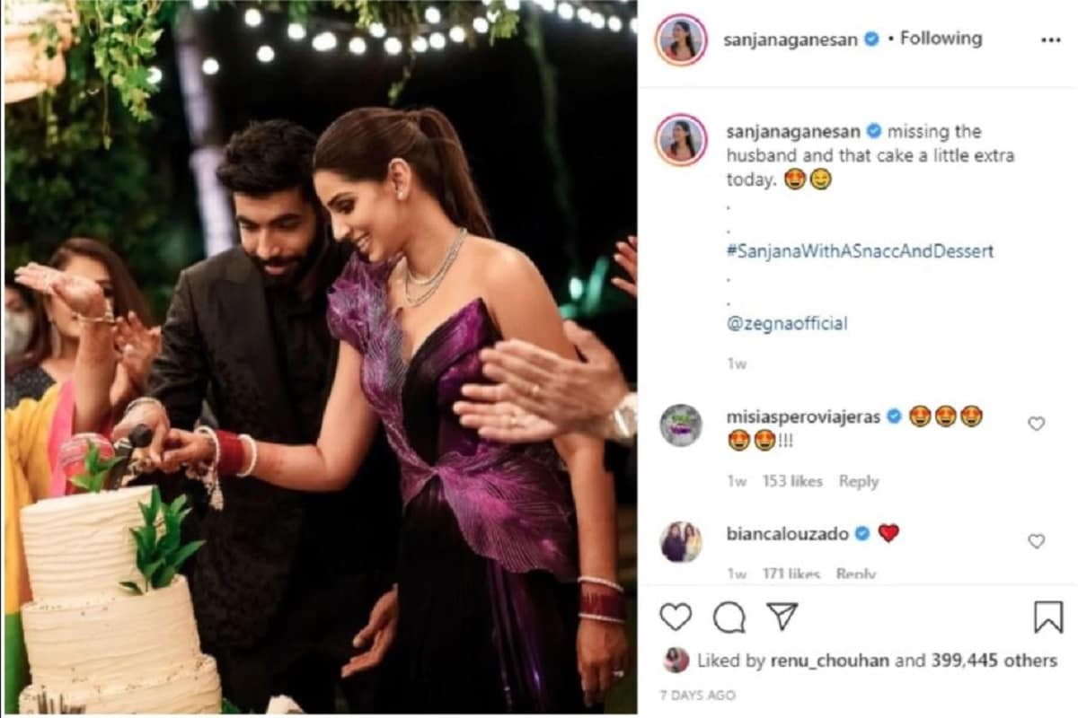 বিয়ের এক মাস পূর্তিতে কেক কাটার ছবি দিয়েছিলেন দম্পতি৷ তাতে সঞ্জনা লিখেছিলেন স্বামী ও কেক দু‘টিই খুব মিস করছেন তিনি৷(Sanjana Ganesan/Instagram) বিয়ের এক মাস পূর্তিতে কেক কাটার ছবি দিয়েছিলেন দম্পতি৷ তাতে সঞ্জনা লিখেছিলেন স্বামী ও কেক দু‘টিই খুব মিস করছেন তিনি৷(Sanjana Ganesan/Instagram)