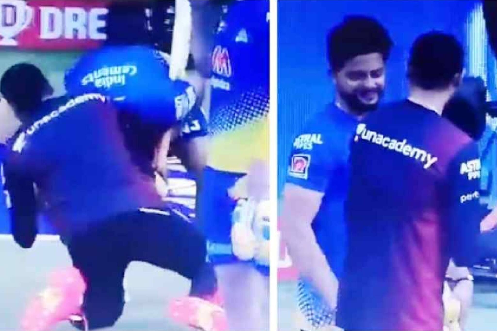 IPL 2021: হার-জিতের উর্ধ্বে! ভাজ্জির পা ছুঁতে গেলেন রায়না, আইপিএলে বিরল ছবি