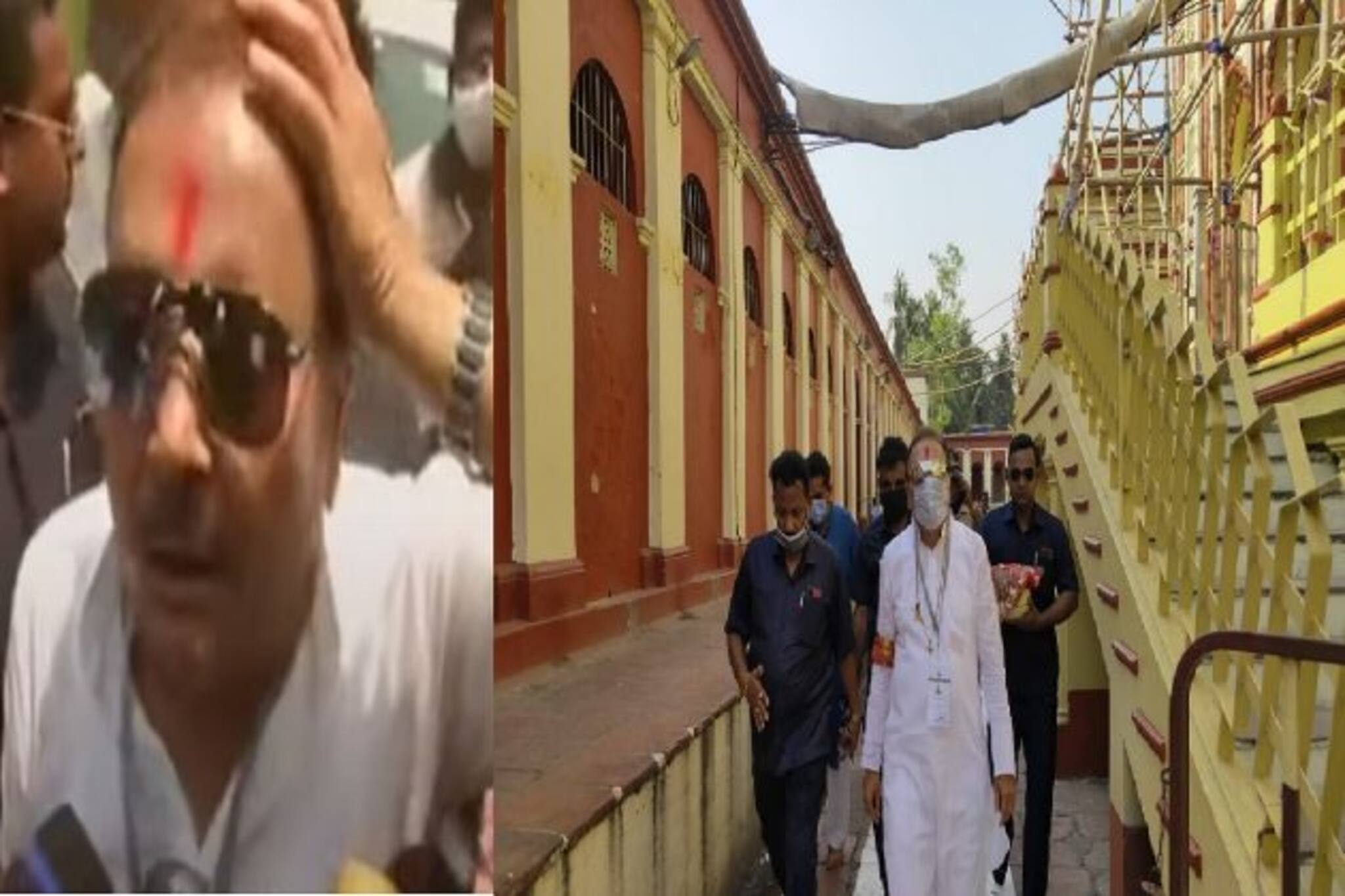 Madan Mitra: দুধ সাদা পাঞ্জাবি-হাতে মা কালীর লাল চেলি, কপালে সিঁদুরের টিকা...কামারহাটির বুথে বুথে স্ব-মেজাজে মদন মিত্র