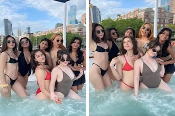 প্রায় উন্মুক্ত শরীর, বন্ধুদের সঙ্গে পুল পার্টিতে মজে শাহরুখ কন্যা সুহানা, দেখুন