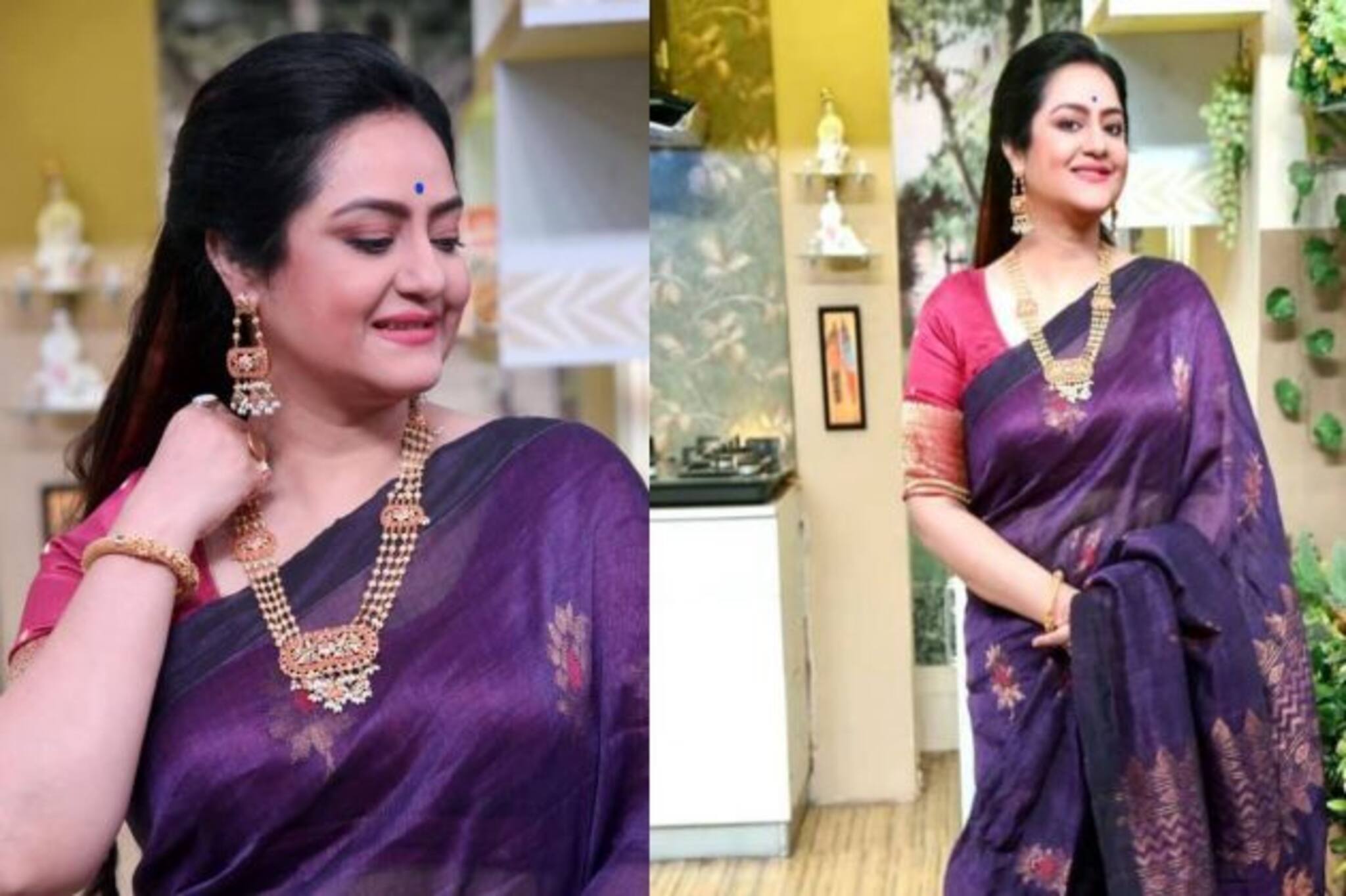 বিবাহবার্ষিকীর আগেই পছন্দসই বিশেষ শাড়ি-গয়নায় সাজলেন সুদীপা