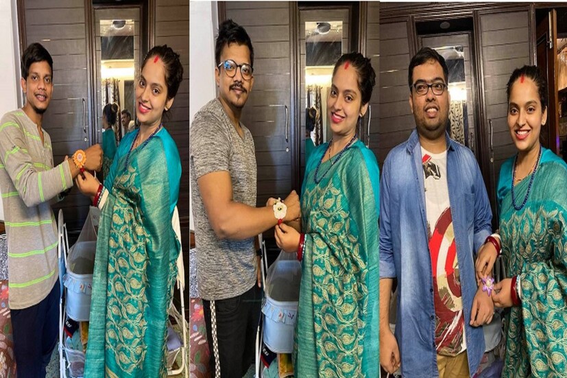 টেলি অভিনেত্রী মধুবনী গোস্বামীও তাঁর ভাইয়ের মঙ্গল কামনায় হাতে রাখি বাঁধছেন ৷ ছবি সৌজন্যে ফেসবুক ৷