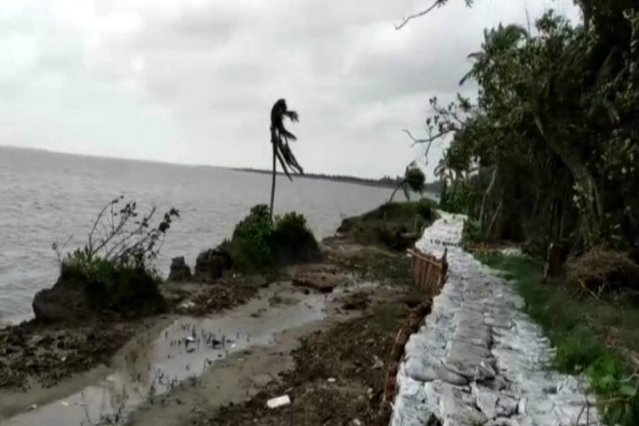 টানা বৃষ্টিতে গোটা নদীবাঁধে ধস নেমে তলিয়ে গেল নদীতে