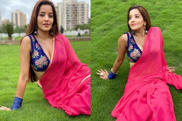 নকশা করা হাতাকাটা ব্লাউজ থেকে উথলে পড়ছে ভরা যৌবন, মোনালিসার হট ছবিতে কাঁপল FB
